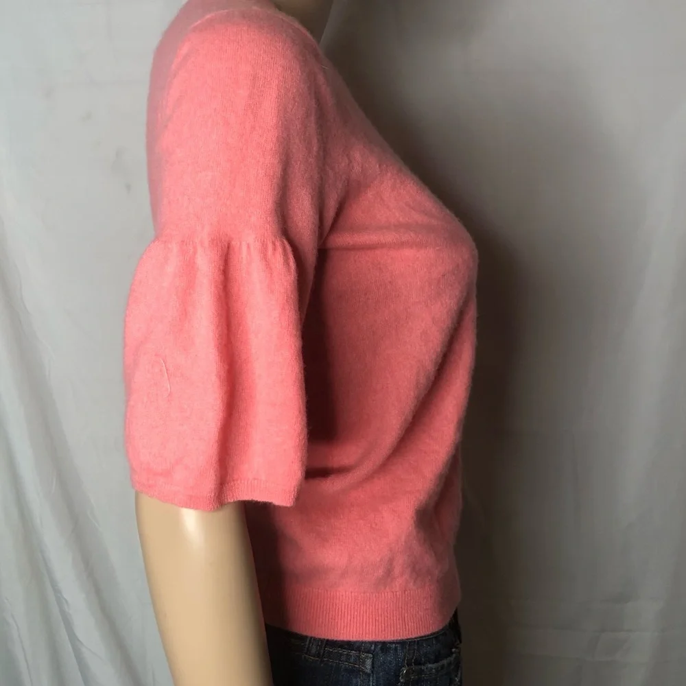 Nordstrom Signature cashmere crew neck puff sleeve pullover sweater pink szS